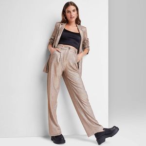 Women's Wide Leg Glitter Trouser Pants - Wild Fable Copper 6